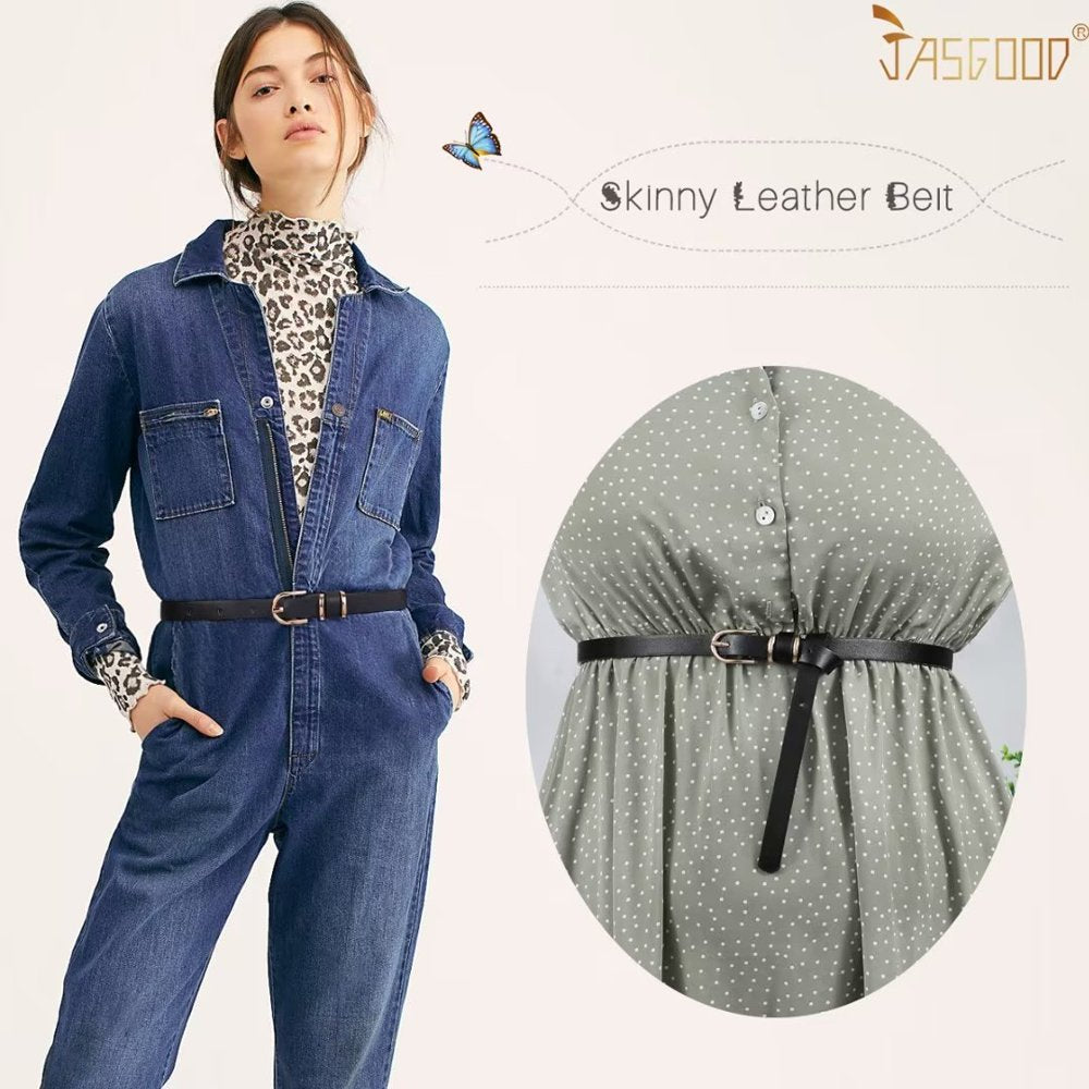 4Packs Women'S Skinny Leather Belt Thin Waist Belts for Pants Jeans Dresses