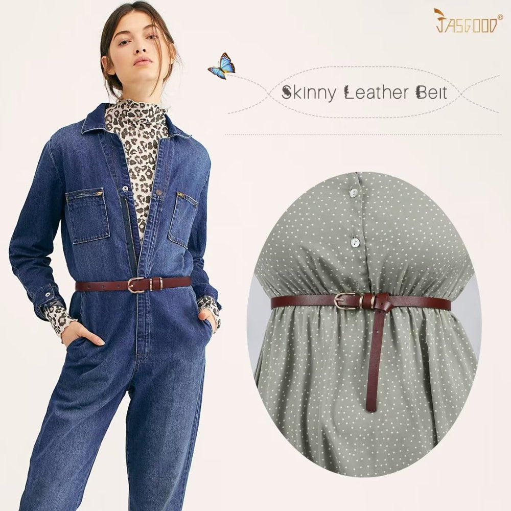 4Packs Women'S Skinny Leather Belt Thin Waist Belts for Pants Jeans Dresses